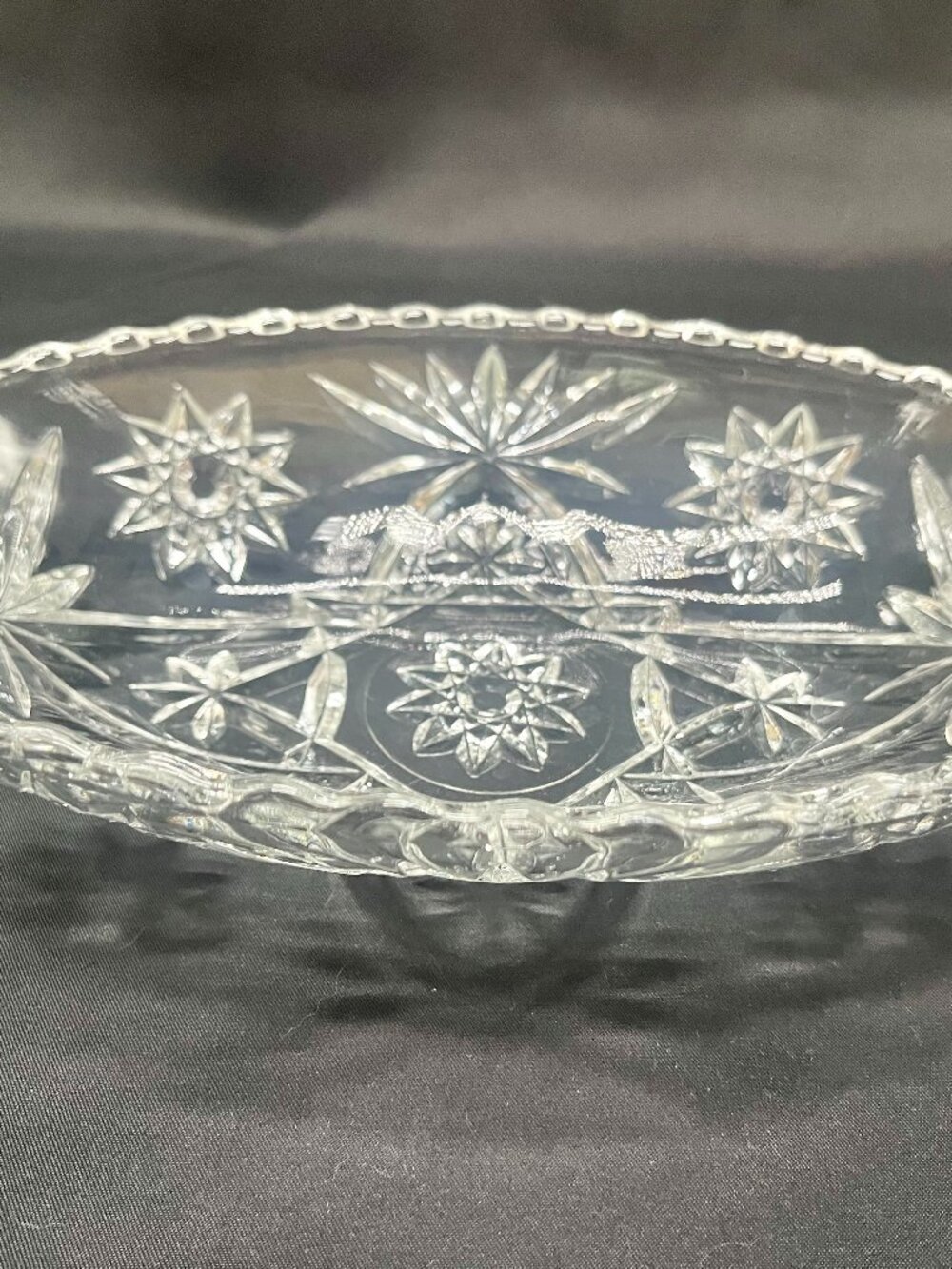Vintage Anchor Hocking Clear Pressed Glass Oval Relish or Serving Dish